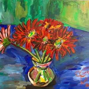 Expressionist Red Daisies