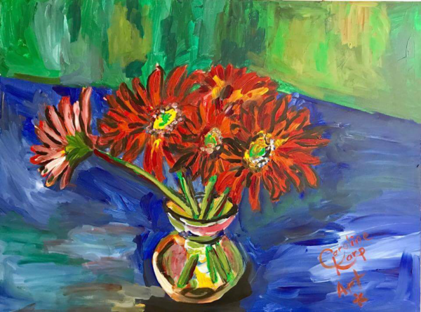 Expressionist Red Daisies