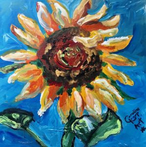 sunflower painting by artist Caroline Karp