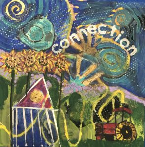 artist caroline karp's mixed media painting called connection