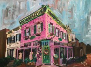 painting of a pink building in Georgetown