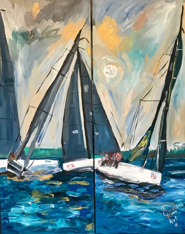 painting of sailboats racing