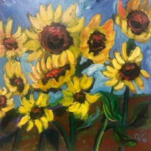 Painting of a field of sunflowers