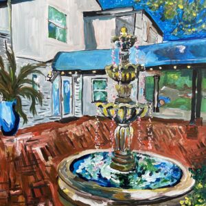 painting of a colorful fountain