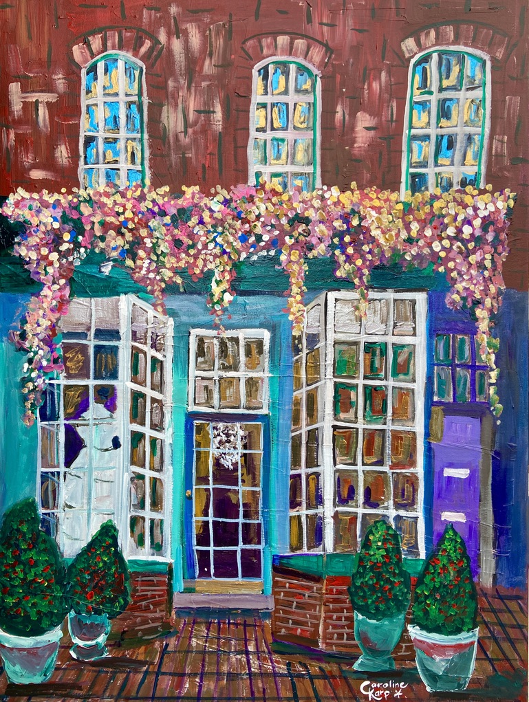 painting of a historic building in Georgetown, DC