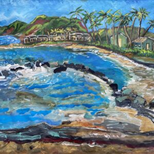 Painting of the coastline of Hawaii