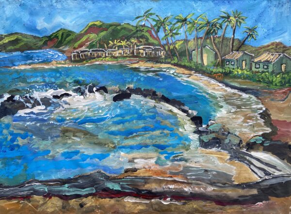 Painting of the coastline of Hawaii