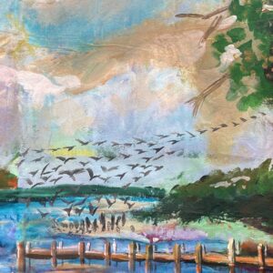 The Long Way Home Shoreline Safety Harbor landscape painting with water, trees, and reflective coastal light